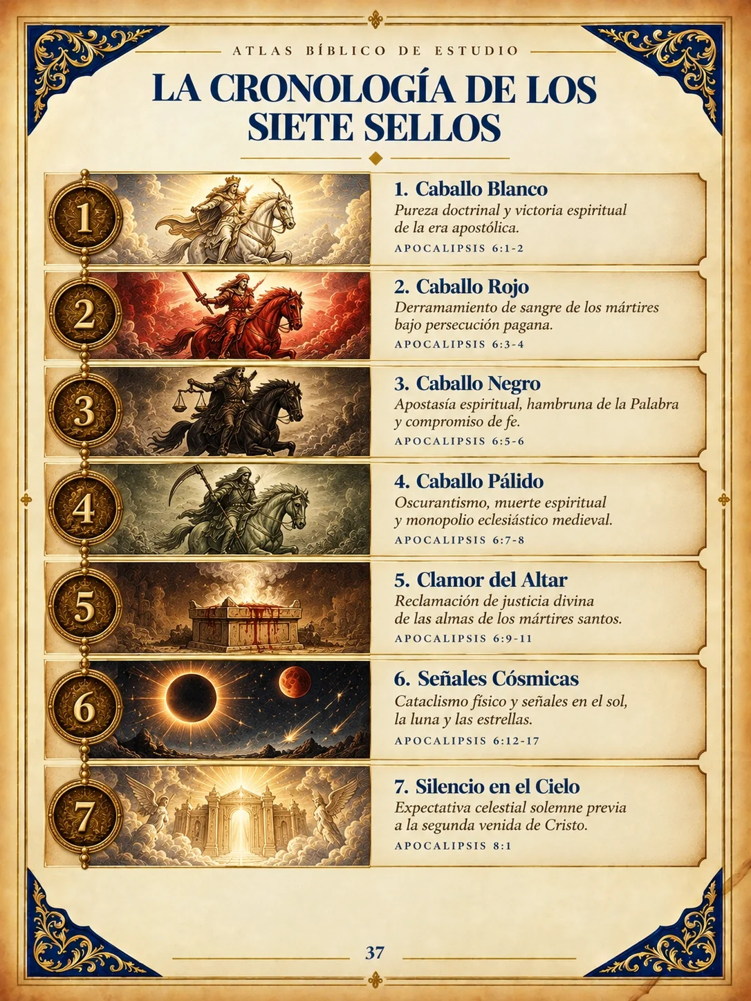 Cronología ilustrada de los siete sellos del Apocalipsis